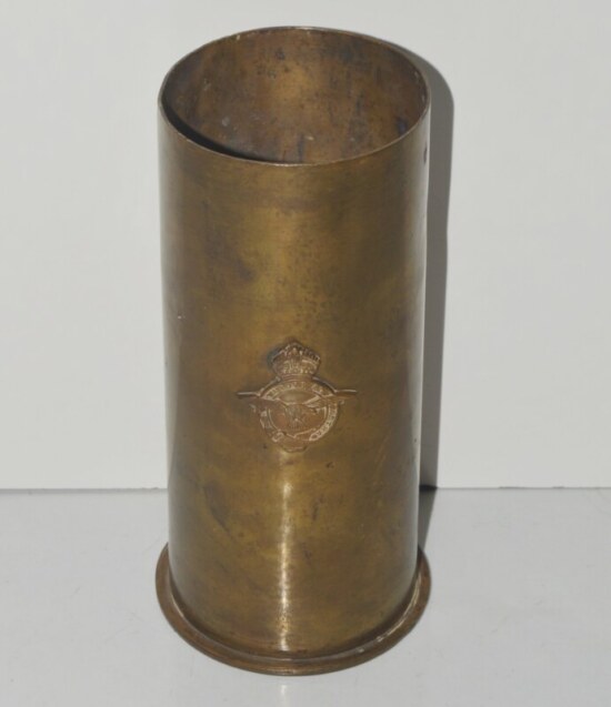 ﻿British WWI Royal Flying Corps Trench Art Shell