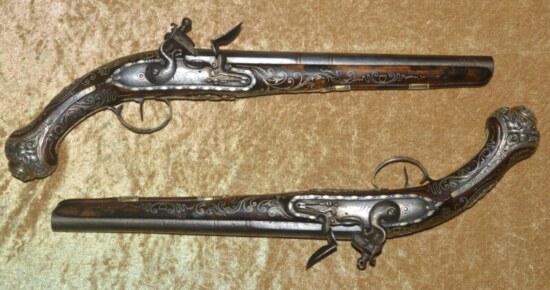 ﻿Fabulous Pair of Silver-Mounted Flintlock Pistols Made for an Ottoman Potentate - Image 14