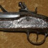 ﻿Exceptional Ottoman Silver-Mounted Flintlock Pistol with Folding Bayonet, ca. 1830 - Image 3