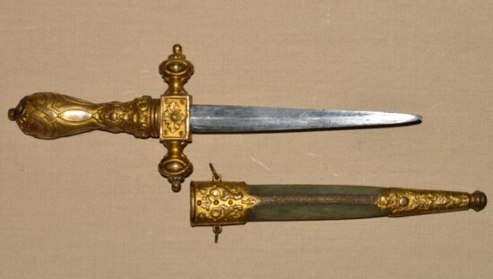 ﻿Lovely 19th C Jeweled European Gothic Revival Dagger - Image 9
