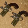 ﻿Fine Pair of Brass Frame Over and Under Tap Action Flintlock Pistols, ca. 1800 - Image 3