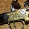 ﻿Fine Pair of Brass Frame Over and Under Tap Action Flintlock Pistols, ca. 1800 - Image 10