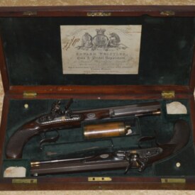 ﻿Fabulous Cased Pair of Flintlock Dueling Pistols by Henry Nock, London, ca. 1800