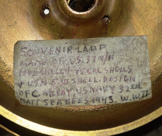 ﻿Signed and Dated WWII US Navy Trench Art Lamp - Image 8