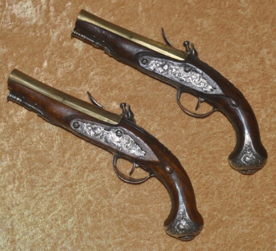 ﻿Silver-mounted Pair of English Flintlock Pistols by Wilson, ca. 1780 - Image 2