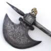 ﻿Silver Damascened Combination Indo-Persian Battle Axe/Stiletto, 19th C - Image 5
