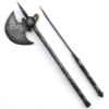 ﻿Silver Damascened Combination Indo-Persian Battle Axe/Stiletto, 19th C