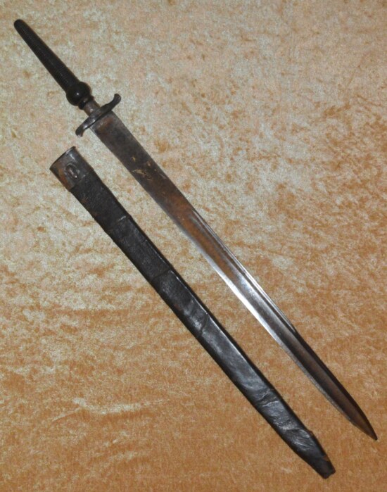 ﻿Long French Plug Bayonet with Scabbard, Mid-18th C