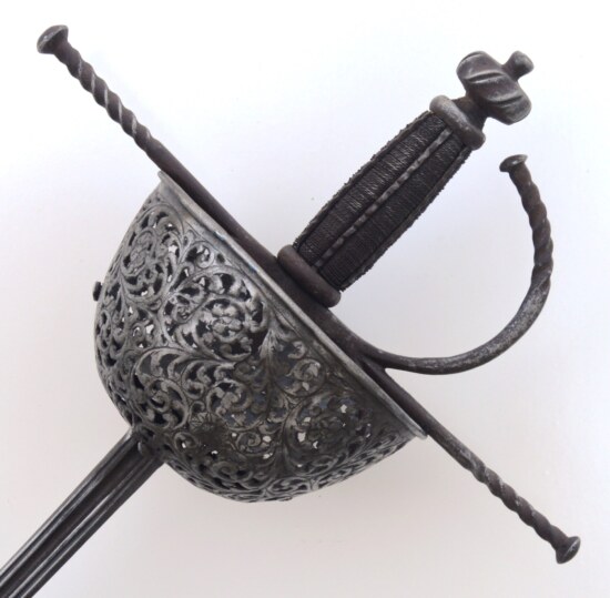 ﻿Chiseled and Pierced Spanish or Portuguese Cuphilt Rapier, Mid-17th C - Image 2
