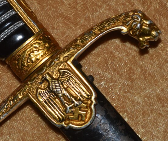 WWII Nazi German Army Heer Officer's Lion Head Sword - Image 5