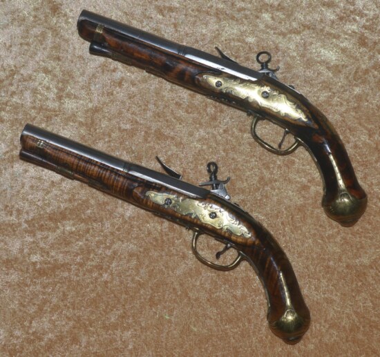 Pair of Italian Roman Lock Pistols, ca. 1700 - Image 2