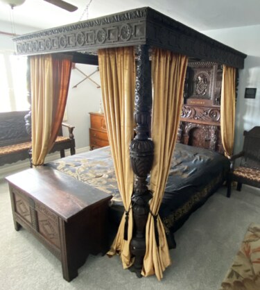 Historic English Oak Tester Bed from Podenhale Manor, 17th C and Later