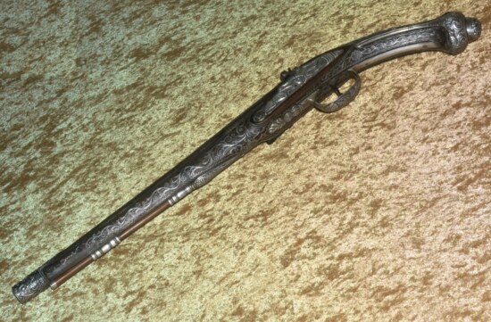 Ottoman Silver-encrusted Flintlock Pistol, ca. 1800 - Image 7