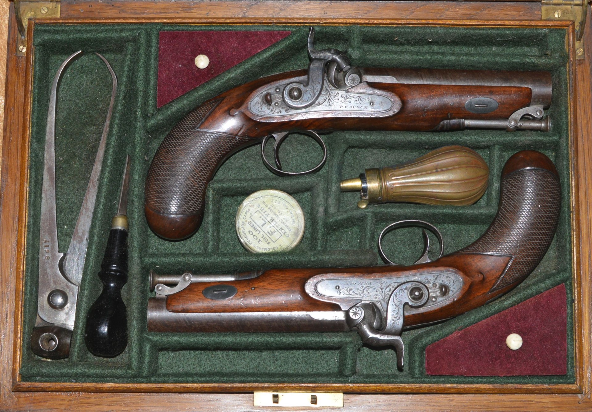Fine Pair of Cased English Percussion Traveling Pistols, ca. 1820 - Image 2