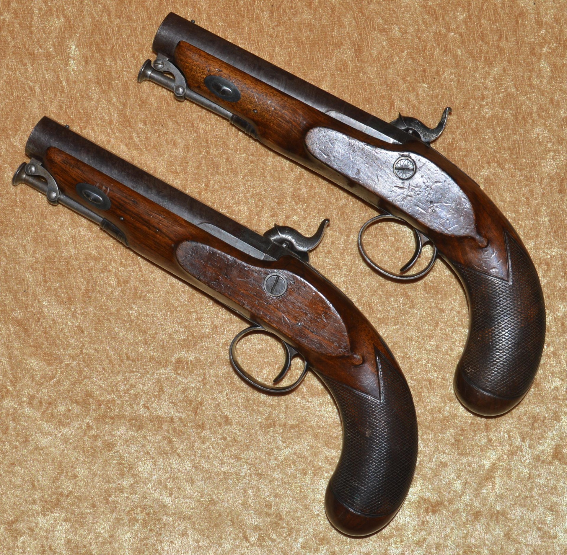 Fine Pair of Cased English Percussion Traveling Pistols, ca. 1820 - Image 4