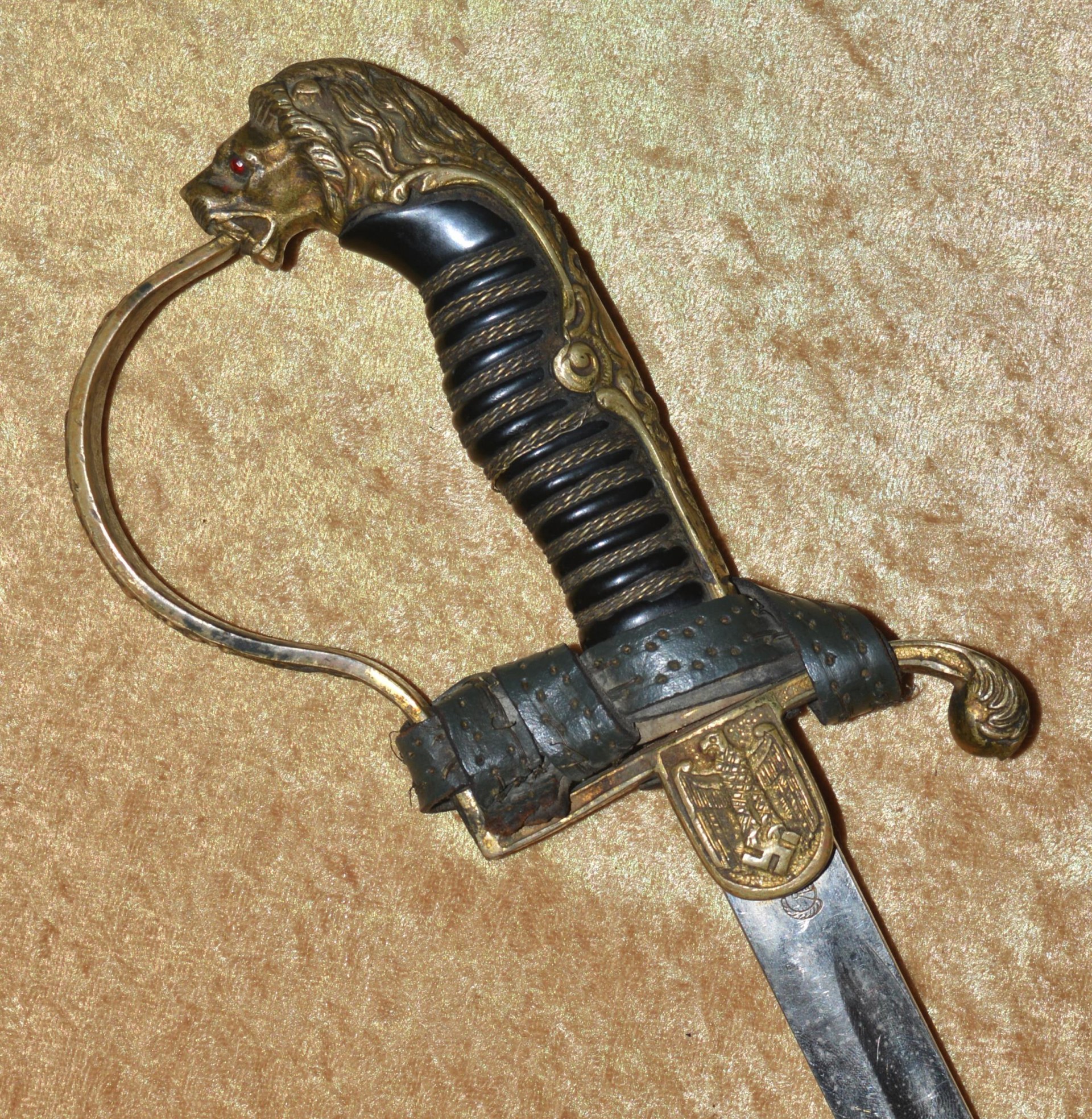 Nazi Lion Head Army Officer Saber by WKC