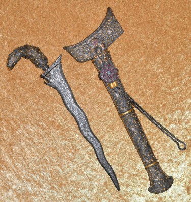 Magnificent Silver, Gilt, and Jewel-encrusted Indonesian Kris Dagger