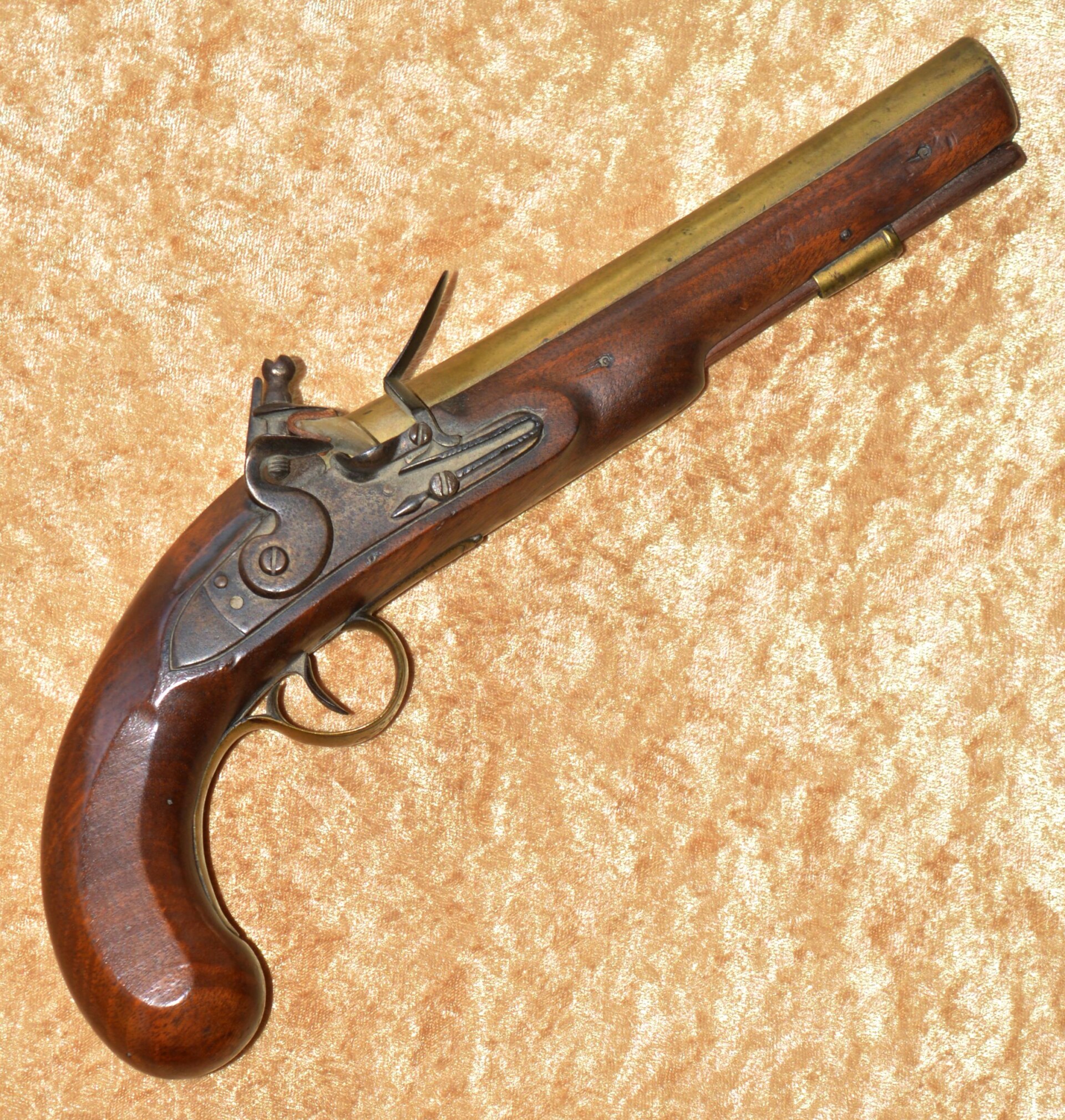 English Brass Barrel Flintlock Pistol, Late 18th C